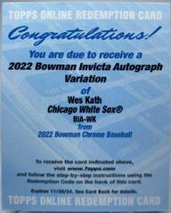 Wes Kath Baseball Cards 2022 Bowman Chrome Invicta Autographs Prices