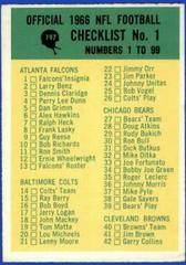 Checklist 1 #197 Football Cards 1966 Philadelphia Prices