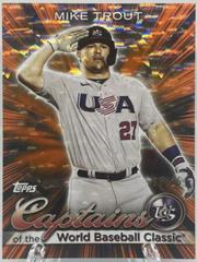 Mike Trout [Orange Cracked Ice] Baseball Cards 2023 Topps World Captains of the Classic Prices
