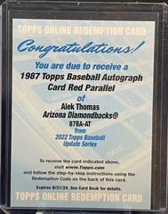 Alek Thomas [Red] #87BA-AT Baseball Cards 2022 Topps Update 1987 Autographs Prices