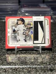 Christian Yelich [Red] Baseball Cards 2023 Topps Definitive Jumbo Relic Collection Prices