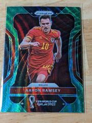 Aaron Ramsey [Green Wave] #295 Soccer Cards 2022 Panini Prizm World Cup Prices