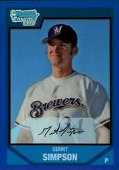 Gerrit Simpson #BC29 Baseball Cards 2007 Bowman Chrome Prospects Prices