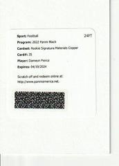 Dameon Pierce [Copper] Football Cards 2022 Panini Black Rookie Signature Materials Prices