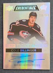 Cole Sillinger #DTAA-CS Hockey Cards 2021 Upper Deck Credentials Debut Ticket Access Autographs Prices