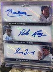 Pedro Martinez, Randy Johnson, Greg Maddux #TA-JMM Baseball Cards 2022 Topps Chrome Sonic Triple Autographs Prices