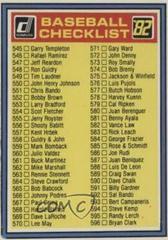 Checklist 545-653 Baseball Cards 1982 Donruss Prices