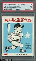 West's 3 Run Shot [Wins First Shutout] #40 Baseball Cards 1974 Laughlin All Star Prices