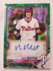 Nick Maton [Green Refractor] #BSPA-NM Baseball Cards 2021 Bowman Sapphire Autographs Prices