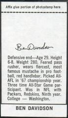 Ben Davidson Football Cards 1969 Glendale Stamps Prices