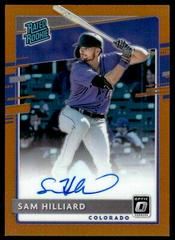 Sam Hilliard [Blue Mojo] Baseball Cards 2020 Panini Donruss Optic Rated Rookies Signatures Prices