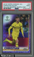 Christian Pulisic [Yellow Shorts Purple Refractor] #23 Soccer Cards 2018 Topps Chrome UEFA Champions League Prices