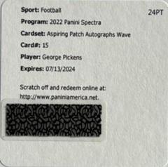 George Pickens [Wave] #APA-GPI Football Cards 2022 Panini Spectra Aspiring Patch Autographs Prices
