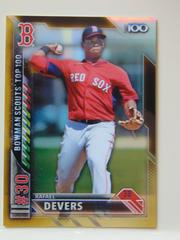 Rafael Devers [Gold] Baseball Cards 2016 Bowman Scouts' Top 100 Prices