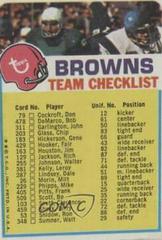 Cleveland Browns Football Cards 1973 Topps Team Checklists Prices