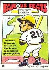 Roberto Clemente #21 Baseball Cards 1980 Laughlin Famous Feats Prices