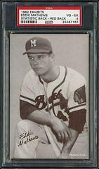 Eddie Mathews [Red Back] Baseball Cards 1962 Exhibits Statistic Back Prices