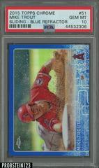 Mike Trout [Sliding Blue Refractor] Baseball Cards 2015 Topps Chrome Prices