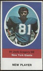 Jack Gregory Football Cards 1972 Sunoco Stamps Update Prices