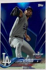 Clayton Kershaw [Pitching Blue Foil] Baseball Cards 2018 Topps Opening Day Prices