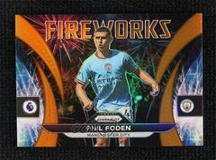 Phil Foden [Orange] #21 Soccer Cards 2022 Panini Prizm Premier League Fireworks Prices