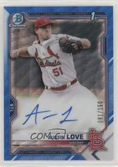 Austin Love [Blue Wave Refractor] #CDA-AL Baseball Cards 2021 Bowman Draft Pick Chrome Autographs Prices
