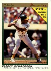 Rickey Henderson #62 Baseball Cards 1991 O Pee Chee Premier Prices