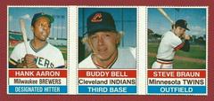Buddy Bell, Hank Aaron, Steve Braun [Hand Cut Panel] Baseball Cards 1976 Hostess Prices