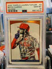 Bryce Harper [Orange Autograph] #3A Baseball Cards 2022 Topps X Lauren Taylor Prices