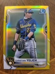 Christian Yelich [Yellow Refractor] #22 Baseball Cards 2021 Bowman Chrome Prices