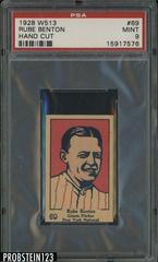 Rube Benton #69 Baseball Cards 1928 W513 Hand Cut Prices