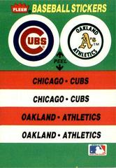 Chicago Cubs - Oakland Athletics Team Sticker Baseball Cards 1988 Fleer Team Stickers Prices