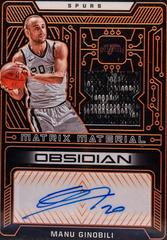Manu Ginobili [Orange] #MMA-MGI Basketball Cards 2021 Panini Obsidian Matrix Material Autographs Prices