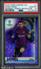 Lionel Messi [Running Purple Refractor] #1 Soccer Cards 2018 Topps Chrome UEFA Champions League Prices