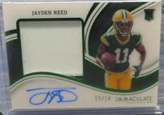 Jayden Reed [Emerald] #11 Football Cards 2023 Panini Immaculate Premium Patch Rookie Autograph Prices