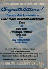 Oneil Cruz #87BA-OCR Baseball Cards 2022 Topps Update 1987 Autographs Prices