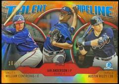 William Contreras, Ian Anderson, Austin Riley [Orange Refractor] #ATL Baseball Cards 2019 Bowman Chrome Talent Pipeline Prices