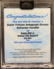 Bobby Witt Jr. [Orange] #SFA-BWJ Baseball Cards 2022 Topps Chrome Black Super Futures Autographs Prices