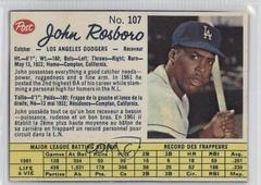 John Rosboro [(Roseboro) Hand Cut] Baseball Cards 1962 Post Canadian Prices