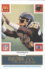 Gill Byrd [Blue] #22 Football Cards 1986 McDonald's Chargers Prices