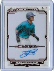 Julio Rodriguez [Red Foil] #CA-JR1 Baseball Cards 2019 Leaf Trinity Clear Autograph Prices