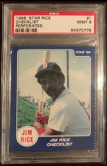 Checklist [Perforated] Baseball Cards 1986 Star Rice Prices