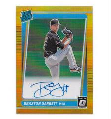 Braxton Garrett [Gold] #OA-BG Baseball Cards 2021 Panini Donruss Optic Autographs Prices