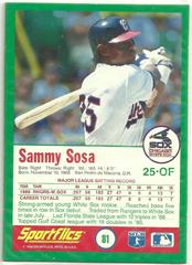 Sammy Sosa #81 Baseball Cards 1990 Sportflics Prices