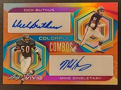 Dick Butkus, Mike Singletary [Prismatic Orange] #CC-20 Football Cards 2023 Leaf Vivid Autographs Colorful Combos Prices