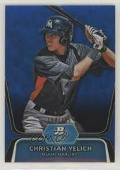Christian Yelich [Blue Refractor] Baseball Cards 2012 Bowman Platinum Prospects Prices