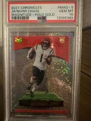 Ja'Marr Chase [Holo Gold] #MAG-5 Football Cards 2021 Panini Chronicles Magnitude Prices