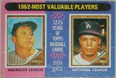 1962 MVP's [Mickey Mantle, Maury Wills] Baseball Cards 1975 Topps Prices