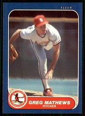 Greg Mathews #U-73 Baseball Cards 1986 Fleer Update Prices