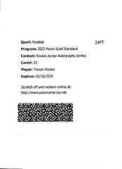 Travon Walker Football Cards 2022 Panini Gold Standard Rookie Jersey Autographs Jumbo Prices